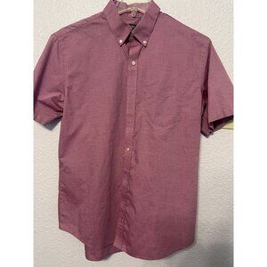 Van Heusen Mens Red Classic Fit Short Sleeve Dress Shirt Size L 16-16.5